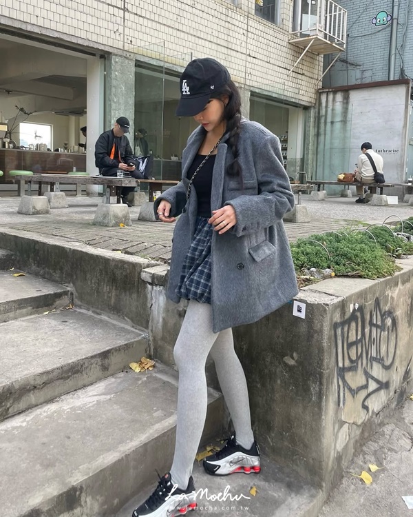 學院風格紋花苞裙